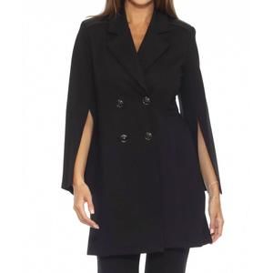 NEW JOSEPH RIBKOFF double-breasted split cuffs a-line coat in black
